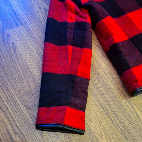 Tribal Reversible Red & Black Fleece Buffalo Plaid Denim Jacket M A26 - Picture 2 of 14